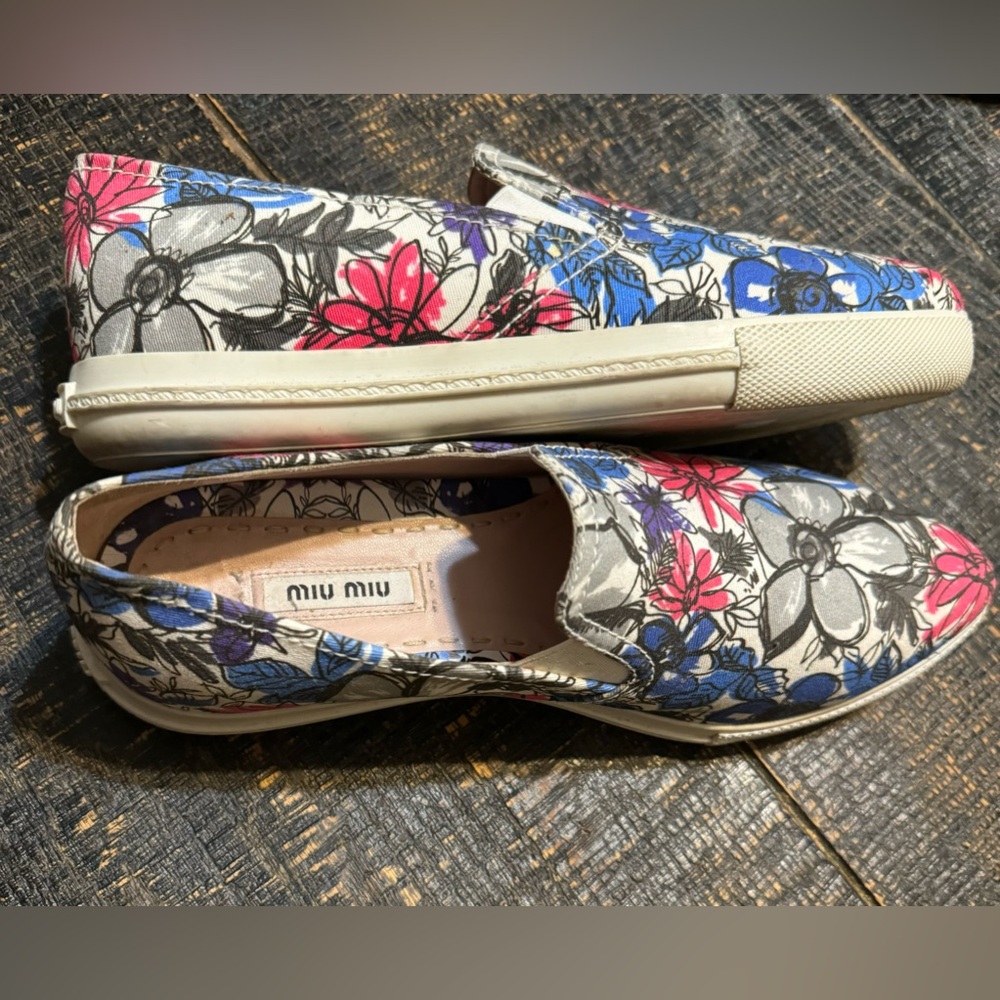 Miu Miu Multicolor Canvas Slip-On Flats, Size 36,… - image 5